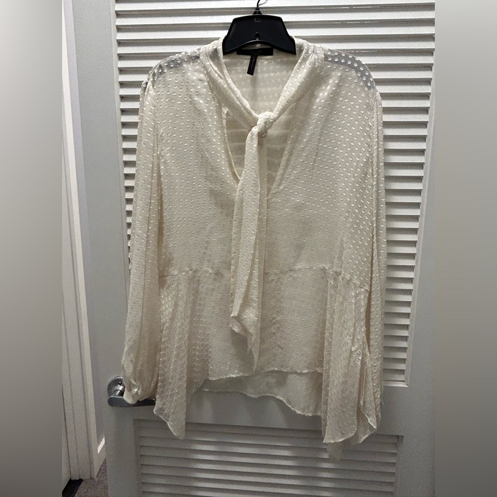 Off white tie neck BCBG blouse